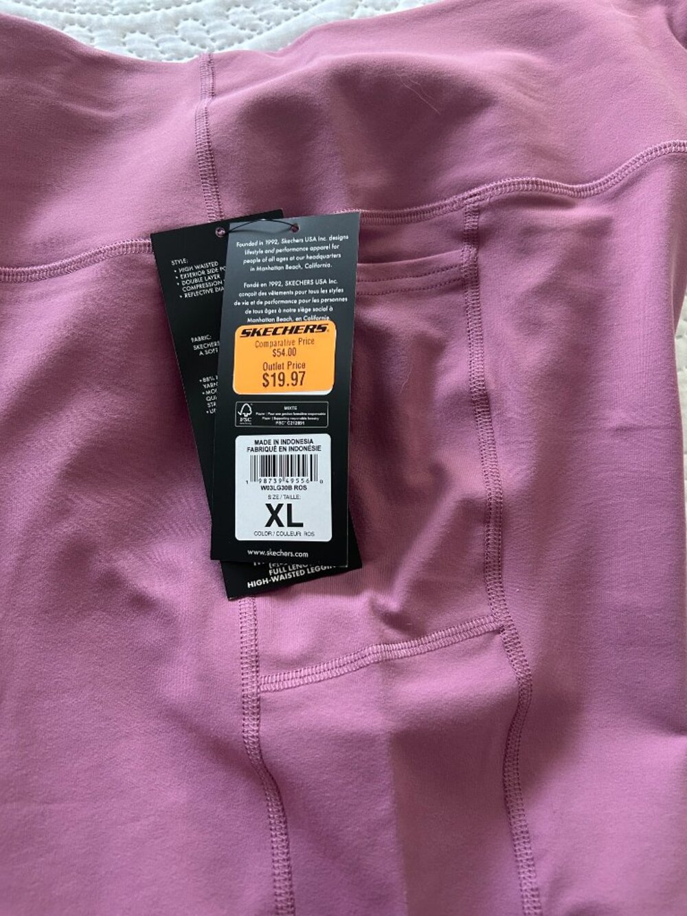 NWT Skechers Go Walk High‑Waisted Leggings • Dusty Pink • Size XL - Picture 3 of 3